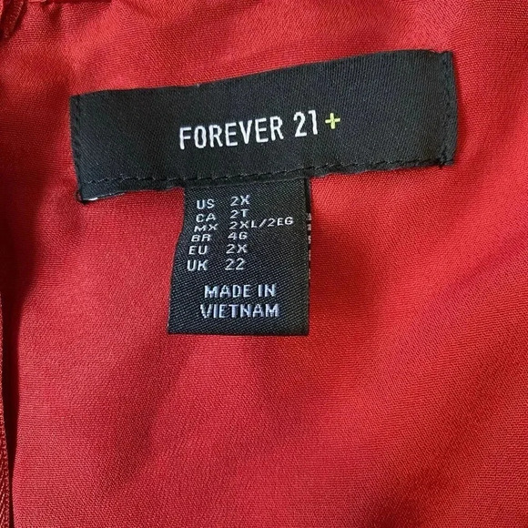 Forever 21 Red Jumpsuit Plus 2X Red Strapless Wide Split Leg Zip Back Party Date - Picture 5 of 9